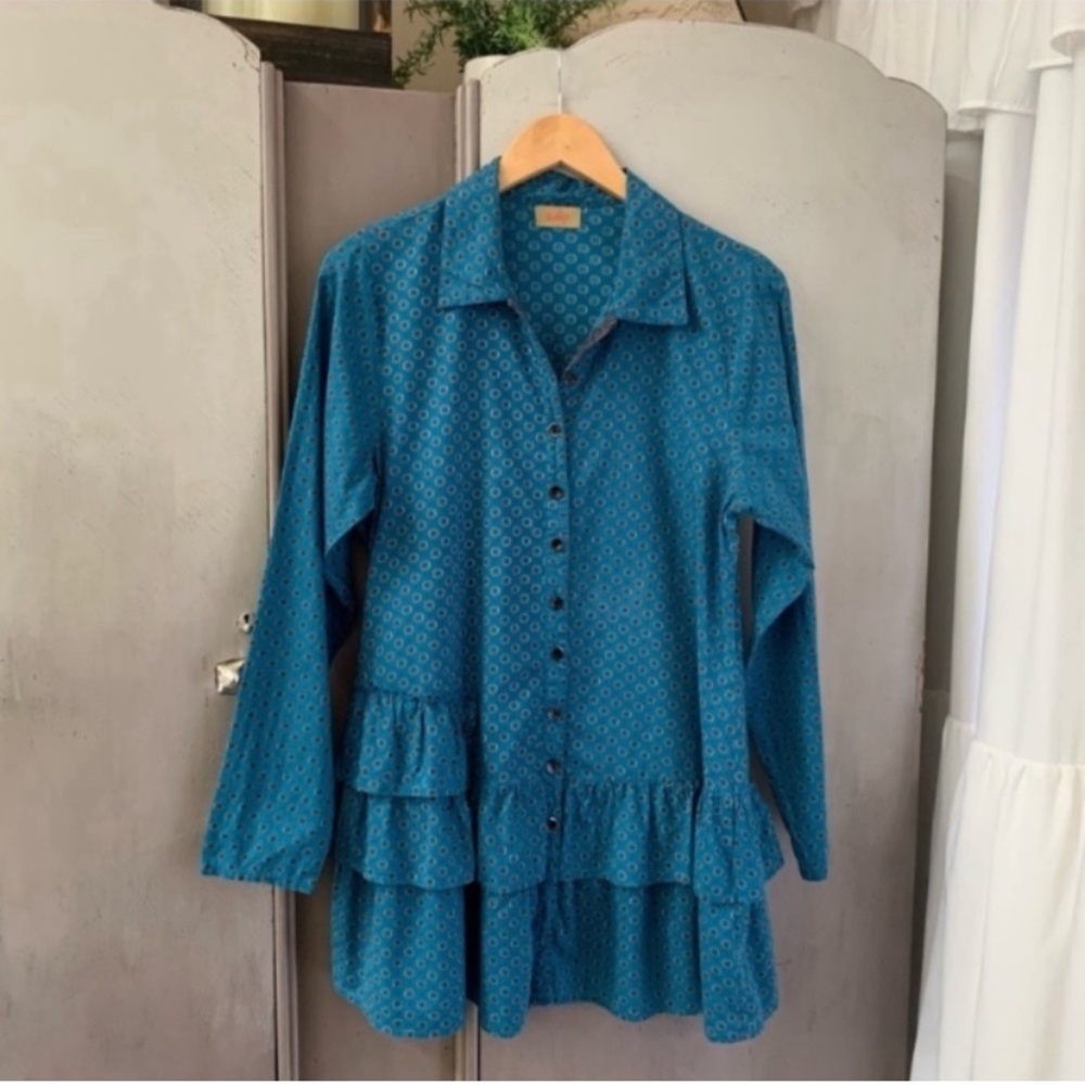 Tulip Button Front Ruffle Tunic